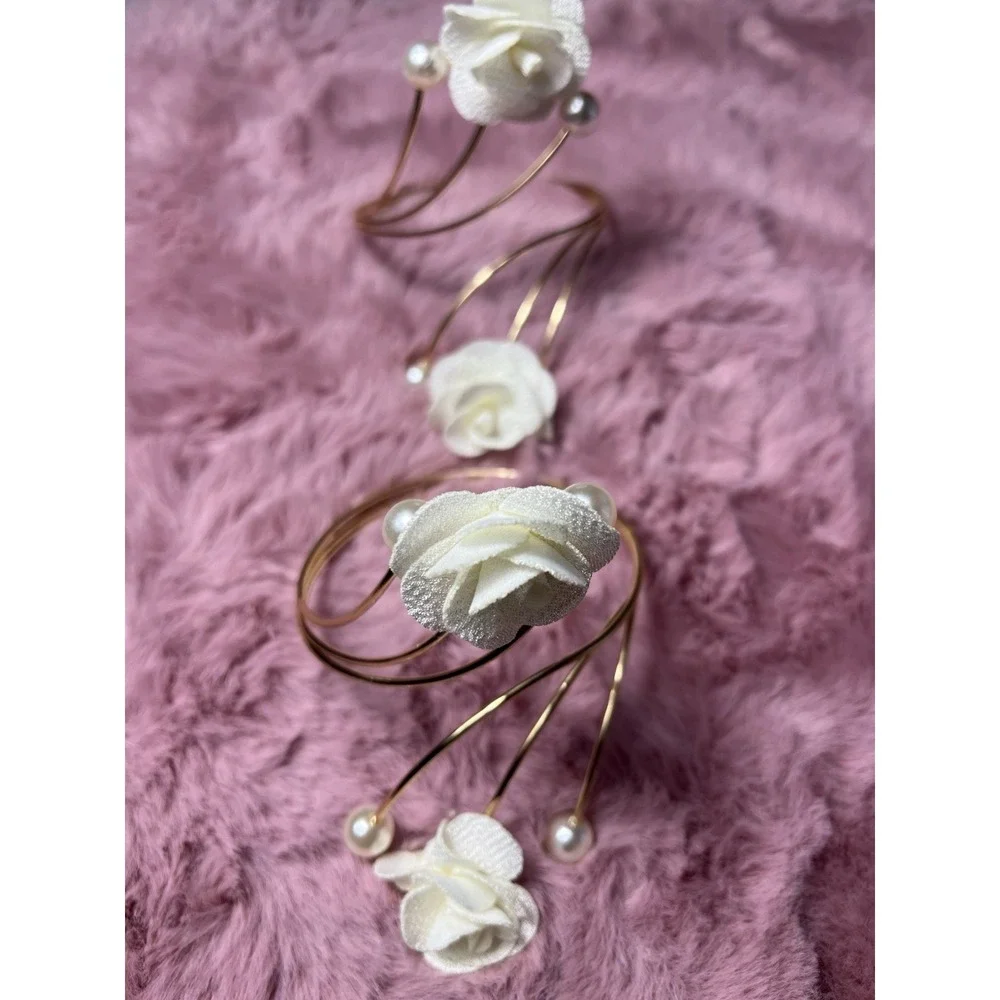 2 Pcs Handmade Red Rose With Pearls Curtains‎ Tiebacks,gold